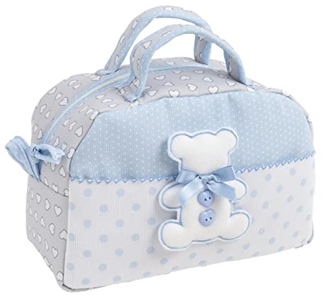 FILET - Beauty Case avec Poignées et Fermeture Éclair, avec Broderie en Forme d’Ourson, en Coton Rembourré, Idéal pour Les Produits pour l’Entretien du Bébé, 100% Made in Italy