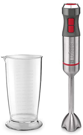 Ufesa BP4650 Vario 1200 Batidora de Mano, Potencia 1200 W, 20 Velocidades + Turbo, Cuerpo y 4 Cuchillas de Acero Inoxidable, Diseño Ergonómico y Anti Salpicaduras, Vaso Medidor Incl., Sin BPA