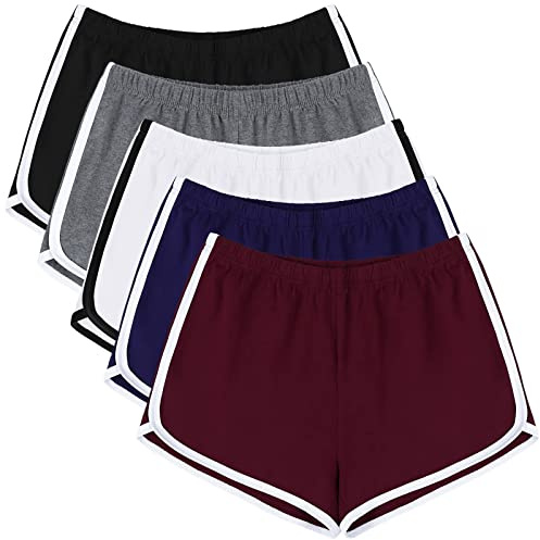 URATOT Träningsbyxor, dolphin shorts, mjuka, bekväma, ventilerande, avslappnade, cykelbyxor, vandringsbyxor, för kvinnor, 5-pack