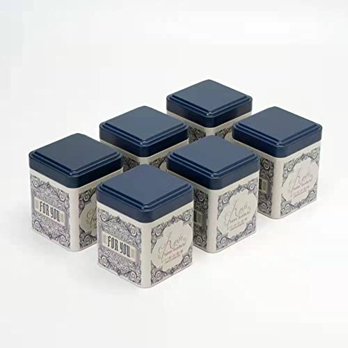 Lot de 6 boîtes à thé avec couvercles simples hermétiques pour thé en vrac – Petites boîtes de cuisine pour le stockage du thé, du café, du sucre, du thé en vrac – Lot de 6 boîtes à thé (bleu)