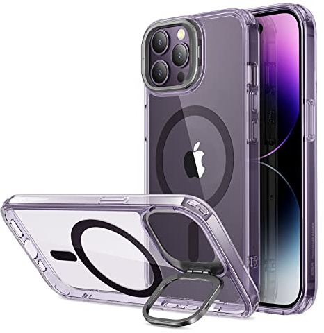 ESR for iPhone 14 Pro Max Case Flex Stand, for MagSafe, Clear Purple | Anti-Yellowing, 3X Military-Grade Drop Protection, Magnetic Phone Case, Shockproof Air Guard Corners, Resists Scratches