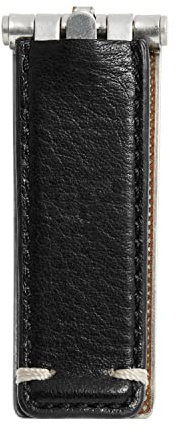 Fossil Clip de dinero con bisagras envuelto en cuero para hombre, Negro -