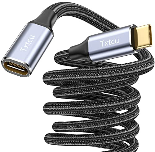 Txtcu USB C Verlängerungs Kabel 1.5M, USB Typ C 3.2 Stecker auf Buchse Verlängerungskabel 10Gpbs/100W und 4K@60Hz kompatibel mit MacBook Pro/Air,iPad Pro 2021,XPS 15,Samsung S23/S22/Steam Deck