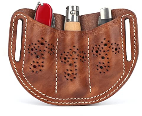 TOURBON Leder Taschenmesser Gürteltasche 3 Slots EDC Multitool Organizer Scheide Stifthalter
