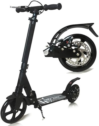 Mobilitätsroller, Schwarzer Tretroller mit großen Rädern, Erwachsener, Unisex-Roller mit Scheibenbremsen, Faltbarer Commuter-Roller, Geburtstagsgeschenk für Damen, Herren