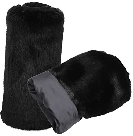 Homoyoyo Fell Beinstulpen Damen Kunstpelz Beinwärmer Faux Fur Boot Cuffs Schwarz Warme Mode Winter Accessoires Alltag Party