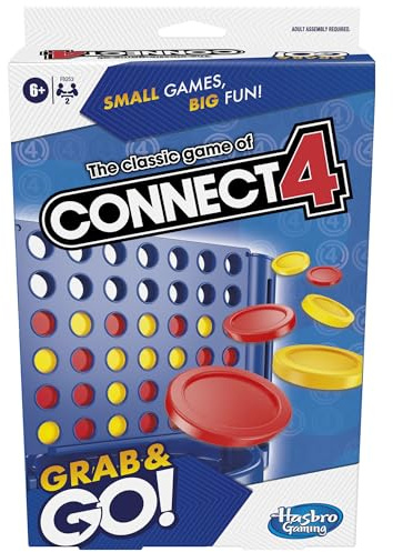 Hasbro Gaming Connect 4 Reise-Brettspiel, Reisespiele für Kinder, Sommerspielzeug für Kinder, 2 Spieler, tragbarer Strategie-Spaß, Greifen und Go, ab 6 Jahren
