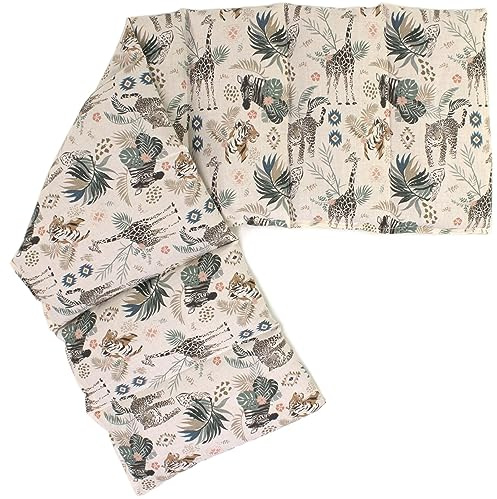 Bio-Bio Körnerkissen XXL 8-Kammer 75x20cm - Bio Füllung & Bio-Stoff Wilde Tiere Wärmekissen