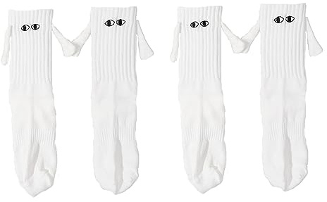 Yawlsow 2 Paar Pärchen Magnetische Socken mit Magnetischen Händen Lustige Zum Halten der Hände 3D-Puppen-Paar Geschenke Unisex für Paare Valentinstag