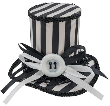 Zylinder Mini gestreift mit Knopf schwarz/weiß