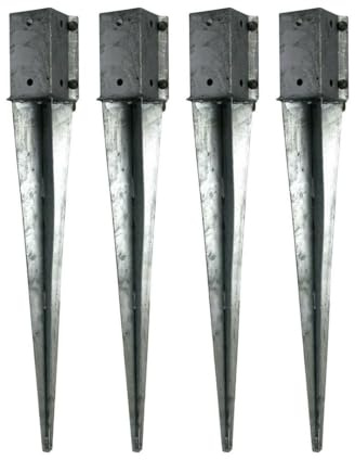4 x Fence Post Holder 75mm posts Support Drive Down Spike Clamp Grip Galvanised for 75mm x 75mm posts, 750mm spike (3 x 30) Eliza Tinsley Swiftpost, Pack of 4