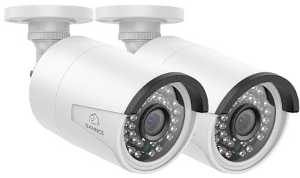 SANNCE Set di sorveglianza PoE da 8 MP, 2 telecamere per interni ed esterni, 36 LED a infrarossi, IP66, resistente alle intemperie