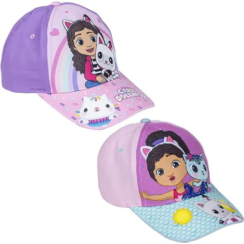 Gabby's Dollhouse barnkeps med visir - rosa färg - 51 cm mått - tillverkad av 65% bomull och 35% polyester - Gabby's Dollhouse-tryck - originalprodukt designad i Spanien, Rosa, one size