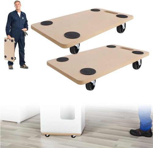 LARS360 2 Stück Rollbrett Transportroller 58 x 29 cm Möbelroller Transporthilfe für Umzug Möbel-Transport, 200 kg Tragkraft, Kistenroller Plattformwagen Ideal für Indoor & Outdoor