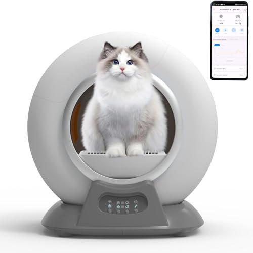 Lettiera autopulente per gatti con capacità di 65 litri - Sabbiera automatica intelligente, anti-odore, autopulente per gatti multipli (tipo C)