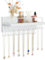 Lolalet Necklace Holder Hanging Necklace Organiser Wall Mounted Jewelry Organizer with 28 Hooks and Perfume Shelf, Wood Necklace Hanger Rack for Bracelets -White
