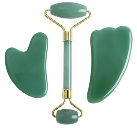 Gesichtsroller Gua Sha Gouache Schaber Natürlicher Amethyst Rose Jade Steine Roller und Guasha Set Facial Lift Hautpflege Werkzeuge, Typ 3