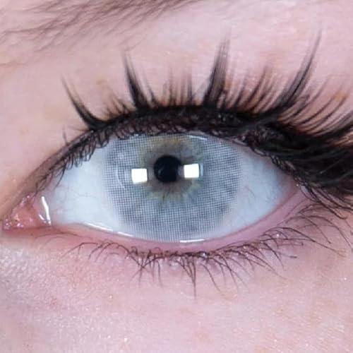 Sehr stark natürlich deckende grau Kontaktlinsen+ Behälter, 1 Paar (2 Stück), DIA 14.20, mit Stärke, 0.00 Dioptrien Kontaktlinsen (-7.50 Dioptrien,Icy grau)