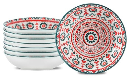 XINLTC Juego de 8 Platos Postre Ceramica, Llanos Pequeños Φ14cm, Mini Redondos, Colores para Tarta, Pan, Aperitivo, Apto para Lavavajillas y Microondas