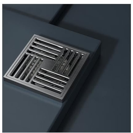 SWHC Bodenablauf Duschablauf 100x100 MM, Ablaufrinne Dusche Mit Abflussgitter Und Filtern, Geruchsverschluss Bodenablauf, Duschabfluss, Duschablauf Für Badezimmer, Garten, Edelstahl