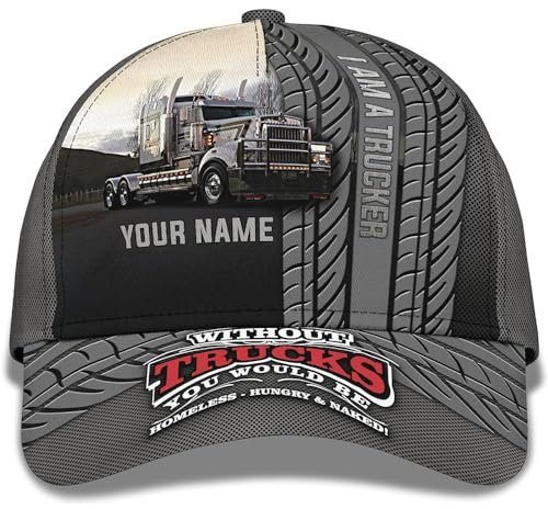 Trucker Baseballcap Trucks 3D Personalisieren Sie Den Namenstext Mit Big Rigs Und Dem Zitat „Ich Bin EIN Trucker“ Baseball Mütze Sonnenschutz Sonnenblende Mütze Freizeit Freizeit Basecap