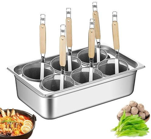 WXFKLDJ 6, Nudeltöpfe, Edelstahl-Nudelkocher-Set, Multitöpfe Mit Einsatz, Sieb, Seiher, Schnelles Aufheizen Für Zuhause, Küche, Restaurant, Gewerbliches Kochen