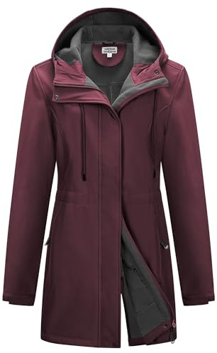 Outdoor Ventures Womens Waterproof Softshell Jacket Long Hooded Windbreaker