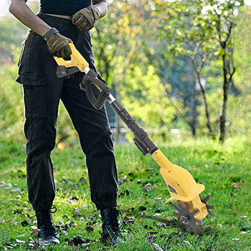 MEELRYD 22V Motorhacke Bodenhacke, Kabellose Elektro 10 cm Arbeitsbreite, 17 cm Frästiefe 250RPM Mini Gartenfräse mit Batterie für Rasen, Yard, Bodenkultivierung