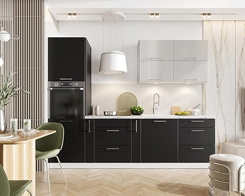 Kamazza Cuisine complète Emplacement pour Four encastrable 270 cm Couleur Noire - Katia