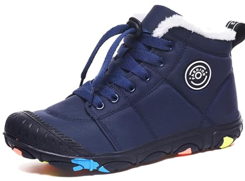 Chaussures pieds nus pour enfants - Imperméables - Chaussures pieds nus - Chaussures d'hiver pour enfants - Chaussures de randonnée légères et antidérapantes en caoutchouc, bleu, 35 EU