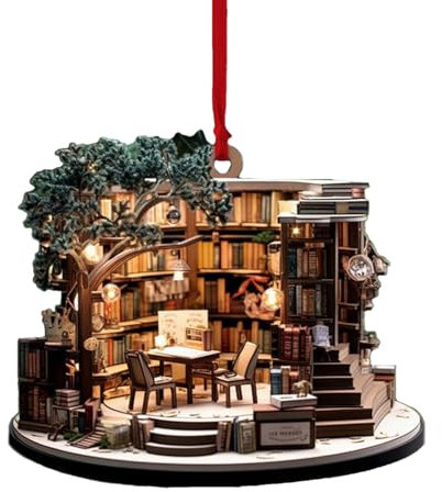 Baumschmuck Bücher, 2D-Flacher Buchhandlung Weihnachtsbaumschmuck, Weihnachts-Buchhandlung-Ornament, Personalisierter Weihnachtsschmuck, Weihnachtsbuchhandlung-Anhänger, Weihnachts-Türdekorationen