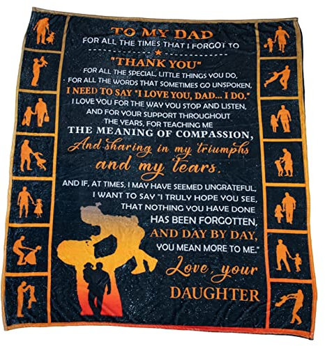 TOPBATHY Decke Papas Vatertag Wendbare Flanell Kuscheldecke Für Papa Warmes Gemütliches Wurfkissen