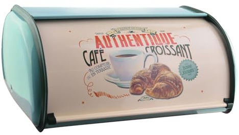 Metal Bread Box Pan Storage Bread Box Roll Top Lie Body is closely integrated with box body, stain proof, skid-proof and has ventilation holes on the back of the bread box Dopan Bin