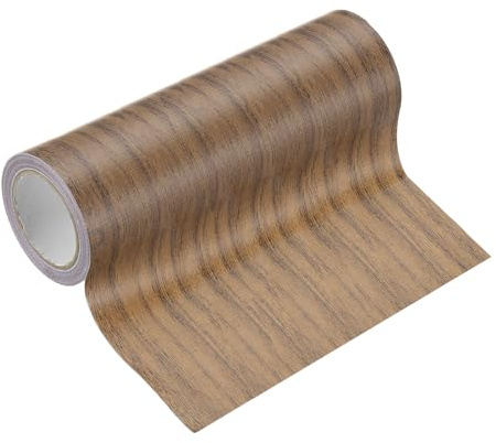 PATIKIL Klebefolie Holzoptik Klebeband Selbstklebend, 15cm x 4.57m Holzmaserung Klebeband Reparaturband für Schrank Tische Stuhl Möbel Böden Bordüre Wand Sockelleisten, Dunkelbraun Eiche