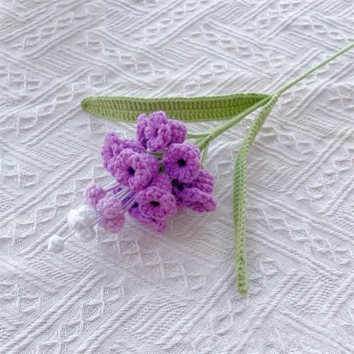 Vsadsau Bouquet de mariée tricoté à plusieurs têtes - Fleurs de jacinthe de raisin artificielles au crochet - Violet - 12 flux