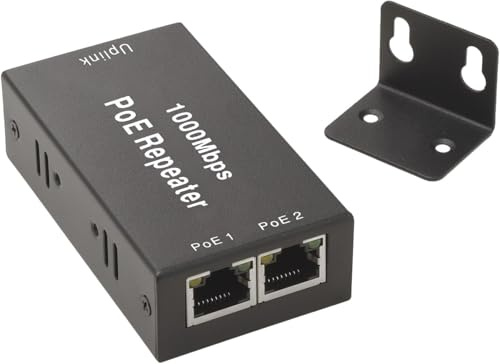 Leehitech Gigabit 2 Port PoE Extender 1 in 2 Out, 802.3af/at Repeater, 100m | 1 in 2 Out 1000Mbps 30W PoE Splitter, Plug and Play, Extends Data & Power Extra 100m (328ft) for IP Camera & AP