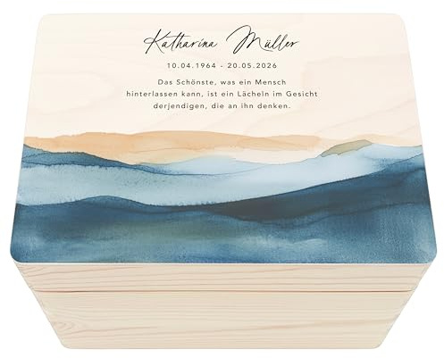 Trauergeschenk für Hinterbliebene personalisierte Trauerbox Erinnerungskiste Holzkiste Geschenk für Angehörige Erinnerungsbox Holzbox 30x20x13 cm