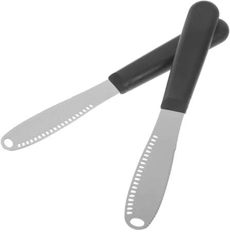 LOPUNER 2 Stück Butterkäse Spatel aus Edelstahl mit Löchern Verschleißfest und Sicherer Griff zum Streichen und Schneiden von Butter und Käse in Küche