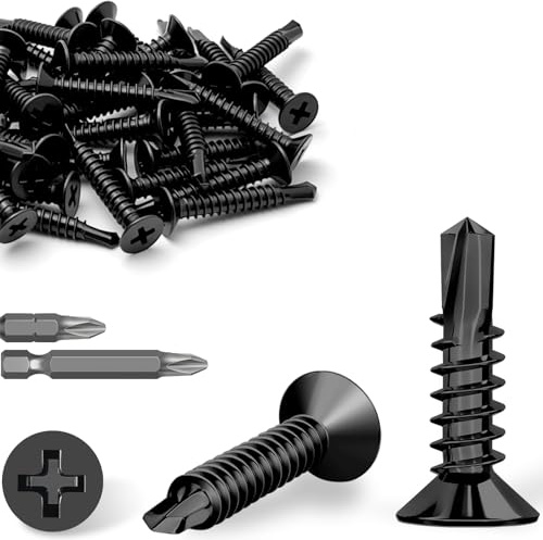 Mbsomnus M4,2x19 mm Vis Autoforeuse Metal 60 Pièces Tête Fraisée M4,2 Vis Autoperceuse pour Metal Cruciforme Acier Inoxydable 410 Autotaraudeuse pour les Meubles en Bois des Tôles Fines DIY
