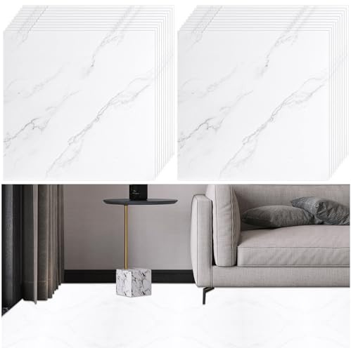 VIDETOL 40 Pcs Self Adhesive Floor Tiles, 30x30cm Large Marble Effects Peel and Stick Floor Tiles, Waterproof Flooring Sticker for Office Bathroom Kitchen Living Room