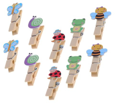 Cabilock Pinzas para Fotos Adorables con Diseño De Dibujos Animados, con Cuerda De Yute, Resistentes y Reutilizables, Juego De 30 Piezas, Clips Multifuncionales para Decoración del Hogar y Oficina