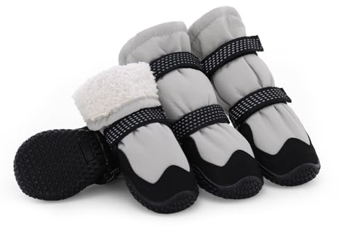 BWBIKE Anti-Rutsch Hundestiefel für Winter Regen & Schnee, Pfotenschutz für Outdoor-Abenteuer & Hartböden, rutschfeste Hundeschuhe mit Gummisohle
