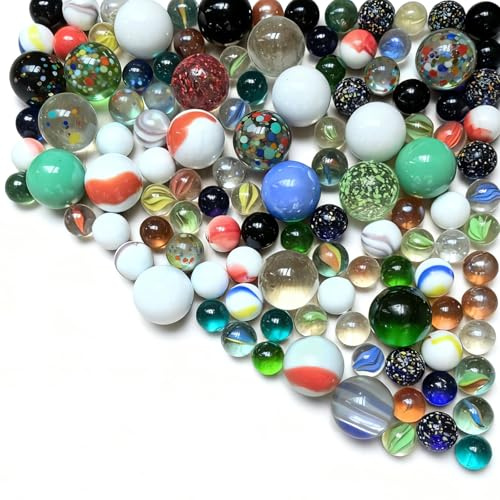 Rbleote 120 canicas de cristal, 50 unidades de 14 mm, 50 unidades de 16 mm, 20 unidades de 25 mm, colores mezclados, juegos para niños, decoración de tablero de ajedrez