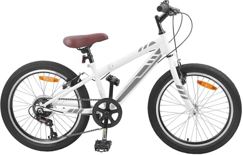vidaXL Vélo de Montagne 24 Pouces 6-Speed pour Les 8-12 Ans Blanc, Guidons réglables, vélo de Montagne, Classique, vélo de Loisir, Cyclisme Tout Terrain, Fitness