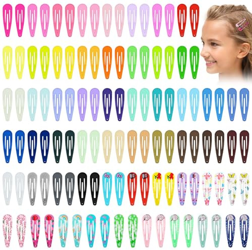 LOPHE 110 Pezzi Mollette per Capelli Bambina, Fermagli per Capelli da 5 cm per Ragazze Donna Bambini, Accessori per Capelli con Fermaglio a Scatto in Metallo Colorato (Stampato)