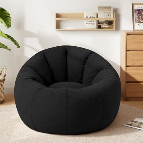 MeMoreCool XXL Sitzsack mit Schaumfüllung, Lounge Sessel, Schwarz
