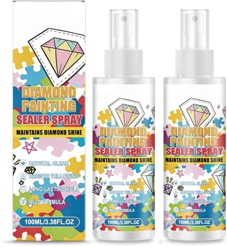2pcs Diamond Art Sealer Spray,Fast-Drying Clear Acr/ylic Sealer & Fixative Spray for Diamond Painting,High Gloss Strong Seal Glue,Transparent Traceless Craft Glue,Durable Strong Seal for Most