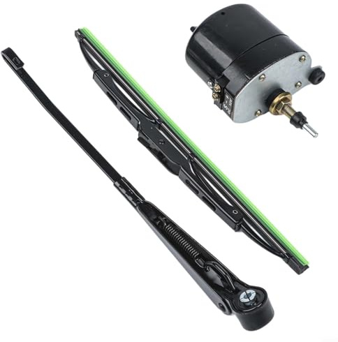 12V Scheibenwischermotor für Boote Wohnmobile Traktoren Für ATV UTV OEM 01287358 7731000001 0390506510 Wischermotor mit Arm Schwarz 300mm Abstreifer Winkel 45-120 Grad(MOTOR + WIPER)
