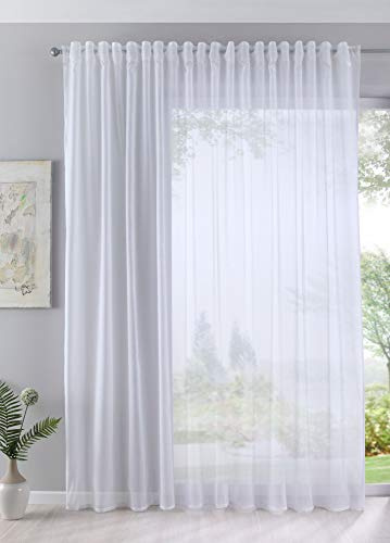 Gardine Store Batist Cotton Look transparent verdeckte Schlaufen Universalband 245x295 Weiß, 61500