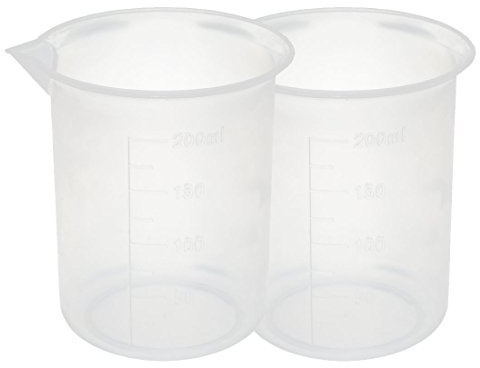 sourcing map 2pcs Jarra plástica graduada de 200 mL vierta el recipiente de descarga Laboratorio de cocina